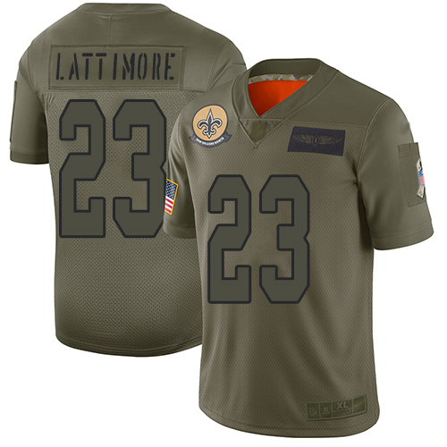 Saints #23 Marshon Lattimore Camo Men's Stitched Football Limited 2019 Salute To Service Jersey