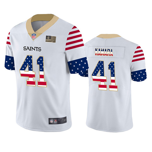 Saints #41 Alvin Kamara White Men's Stitched Football Limited Independence Day Jersey