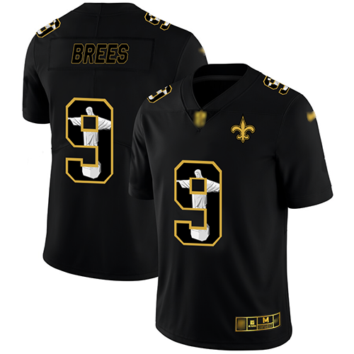Saints #9 Drew Brees Black Men's Stitched Football Limited Jesus Faith Jersey
