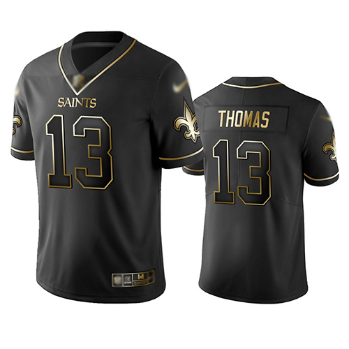 Saints #13 Michael Thomas Black Men's Stitched Football Limited Golden Edition Jersey