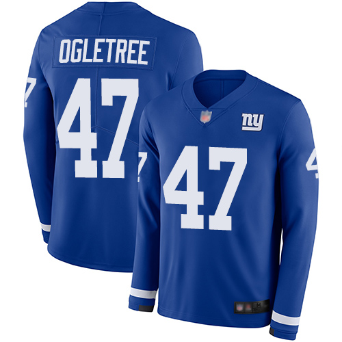 Giants #47 Alec Ogletree Royal Blue Team Color Men's Stitched Football Limited Therma Long Sleeve Jersey
