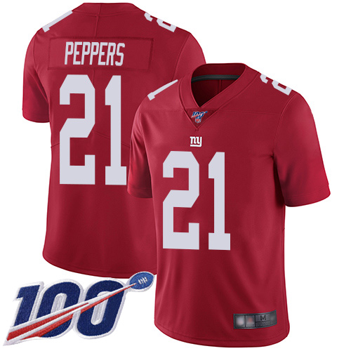 Giants #21 Jabrill Peppers Red Men's Stitched Football Limited Inverted Legend 100th Season Jersey
