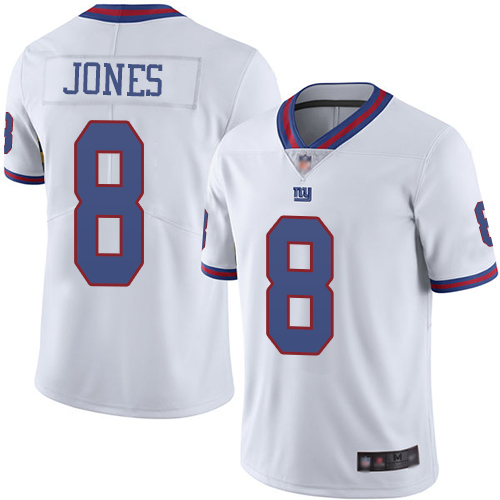 Giants #8 Daniel Jones White Men's Stitched Football Limited Rush Jersey Giants #8 Daniel Jones White Men's Stitched Football Limited Rush Jersey