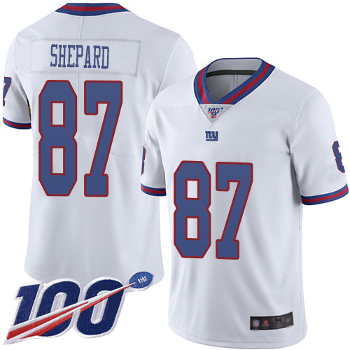 Giants #87 Sterling Shepard White Men's Stitched Football Limited Rush 100th Season Jersey