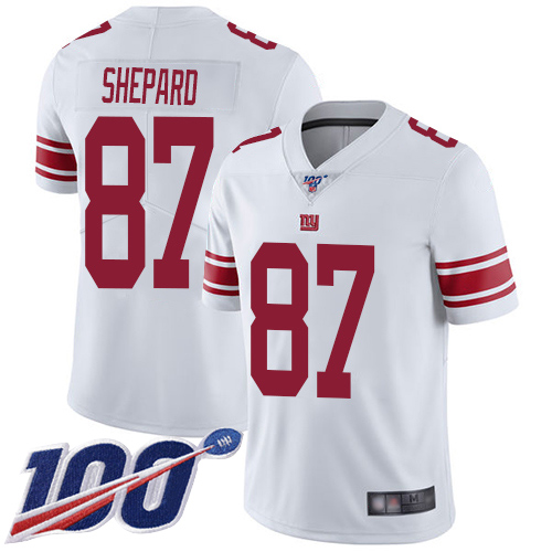 Giants #87 Sterling Shepard White Men's Stitched Football 100th Season Vapor Limited Jersey