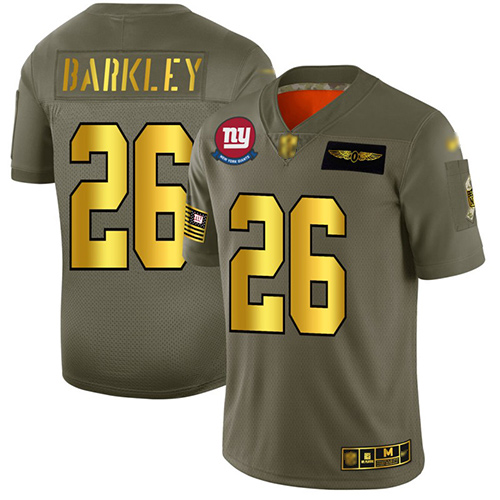 Giants #26 Saquon Barkley Camo/Gold Men's Stitched Football Limited 2019 Salute To Service Jersey