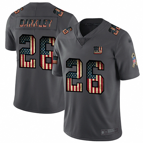 Giants #26 Saquon Barkley Carbon Black Men's Stitched Football Limited Retro Flag Jersey