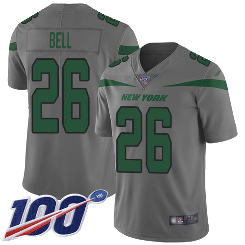 Jets #26 Le'Veon Bell Gray Men's Stitched Football Limited Inverted Legend 100th Season Jersey