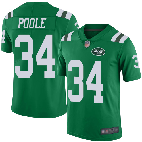 Jets #34 Brian Poole Green Men's Stitched Football Limited Rush Jersey