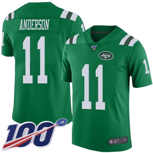 Jets #11 Robby Anderson Green Men's Stitched Football Limited Rush 100th Season Jersey Jets #11 Robby Anderson Green Men's Stitched Football Limited Rush 100th Season Jersey