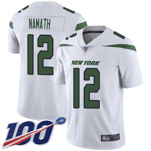 Jets #12 Joe Namath White Men's Stitched Football 100th Season Vapor Limited Jersey