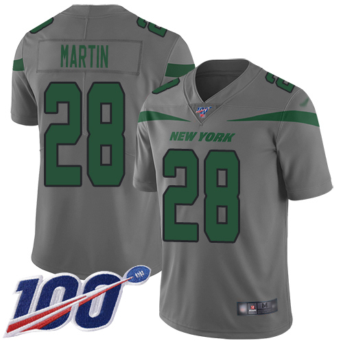 Jets #28 Curtis Martin Gray Men's Stitched Football Limited Inverted Legend 100th Season Jersey