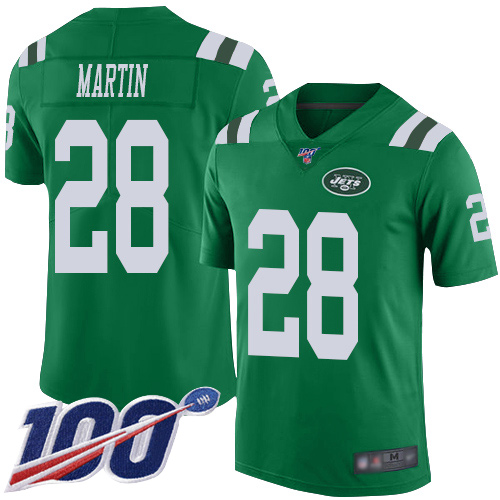 Jets #28 Curtis Martin Green Men's Stitched Football Limited Rush 100th Season Jersey