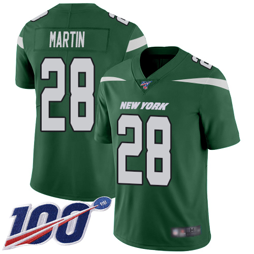 Jets #28 Curtis Martin Green Team Color Men's Stitched Football 100th Season Vapor Limited Jersey