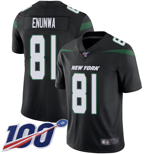 Jets #81 Quincy Enunwa Black Alternate Men's Stitched Football 100th Season Vapor Limited Jersey