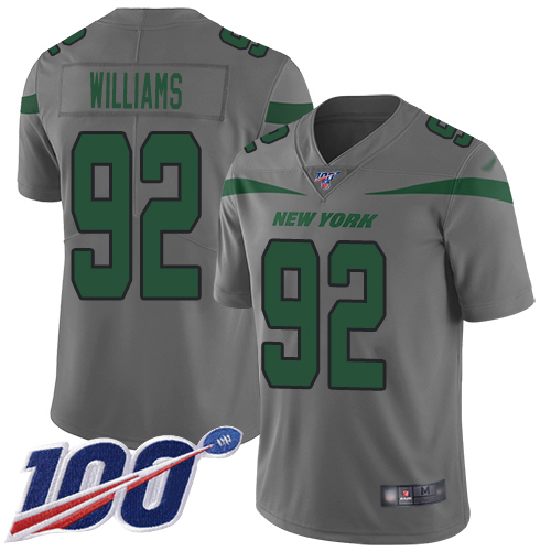 Jets #92 Leonard Williams Gray Men's Stitched Football Limited Inverted Legend 100th Season Jersey
