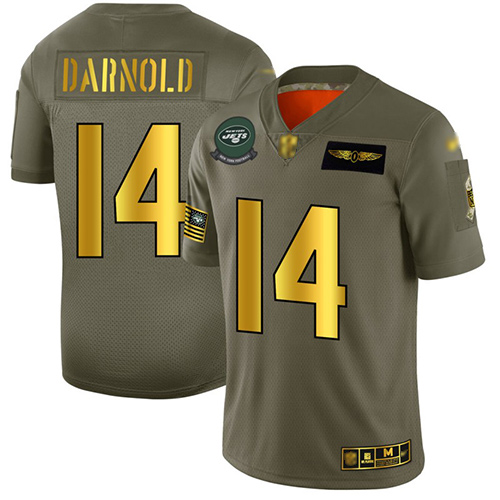 Jets #14 Sam Darnold Camo/Gold Men's Stitched Football Limited 2019 Salute To Service Jersey