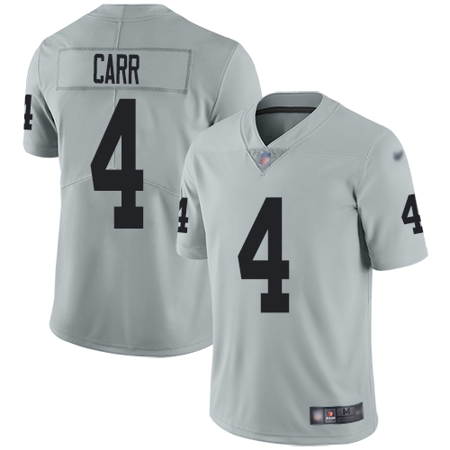 Raiders #4 Derek Carr Silver Men's Stitched Football Limited Inverted Legend Jersey