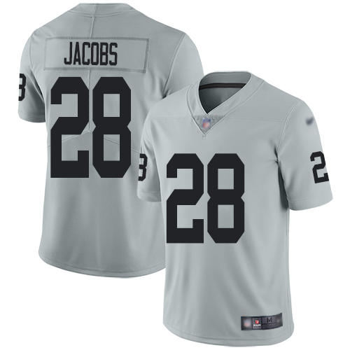 Raiders #28 Josh Jacobs Silver Men's Stitched Football Limited Inverted Legend Jersey