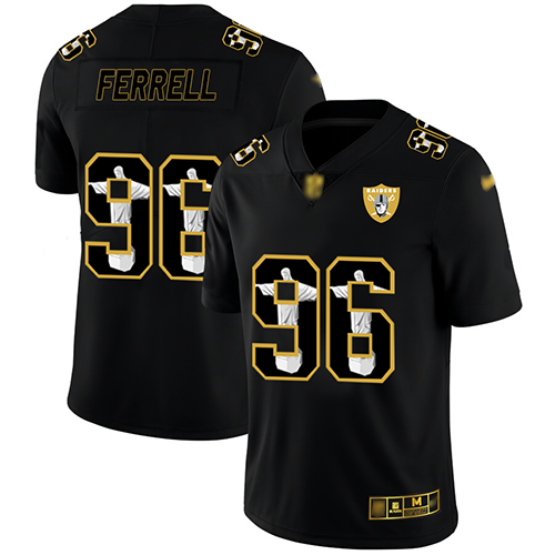 Raiders #96 Clelin Ferrell Black Men's Stitched Football Limited Jesus Faith Jersey