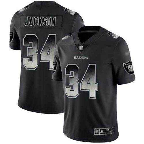 Raiders #34 Bo Jackson Black Men's Stitched Football Vapor Untouchable Limited Smoke Fashion Jersey
