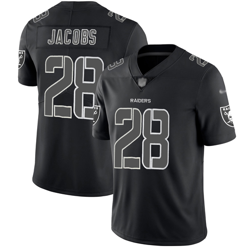 Raiders #28 Josh Jacobs Black Men's Stitched Football Limited Rush Impact Jersey