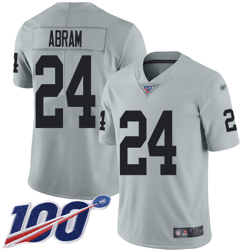 Raiders #24 Johnathan Abram Silver Men's Stitched Football Limited Inverted Legend 100th Season Jersey