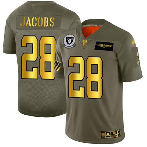 Raiders #28 Josh Jacobs Camo/Gold Men's Stitched Football Limited 2019 Salute To Service Jersey