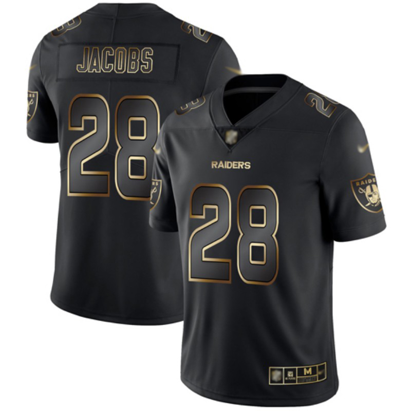Raiders #28 Josh Jacobs Black/Gold Men's Stitched Football Vapor Untouchable Limited Jersey