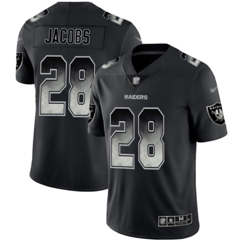 Raiders #28 Josh Jacobs Black Men's Stitched Football Vapor Untouchable Limited Smoke Fashion Jersey