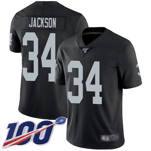 Raiders #34 Bo Jackson Black Team Color Men's Stitched Football 100th Season Vapor Limited Jersey