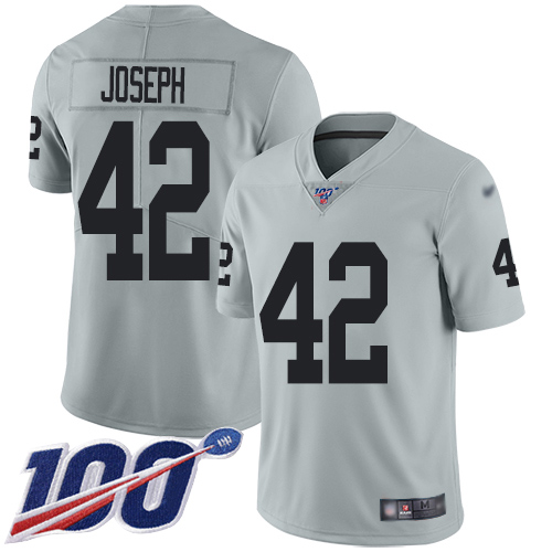Raiders #42 Karl Joseph Silver Men's Stitched Football Limited Inverted Legend 100th Season Jersey