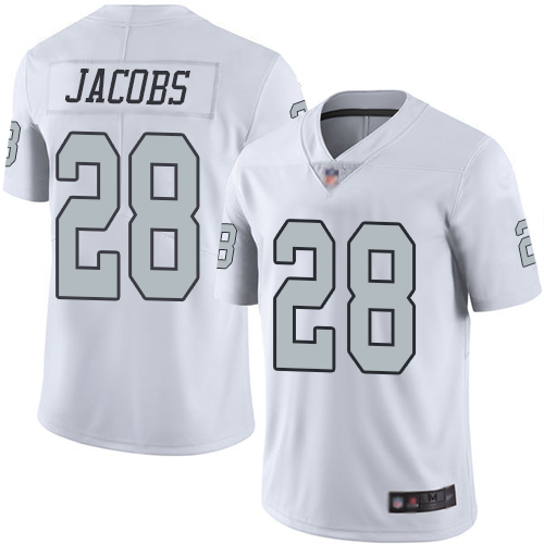 Nike Raiders #28 Josh Jacobs White Men's Stitched NFL Limited Rush Jersey