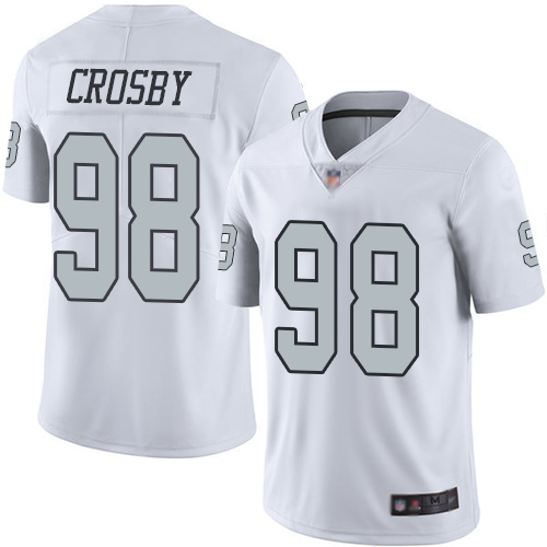 Raiders #98 Maxx Crosby White Men's Stitched Football Limited Rush Jersey