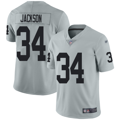 Raiders #34 Bo Jackson Silver Men's Stitched Football Limited Inverted Legend Jersey