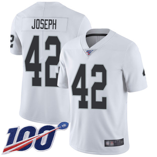 Raiders #42 Karl Joseph White Men's Stitched Football 100th Season Vapor Limited Jersey