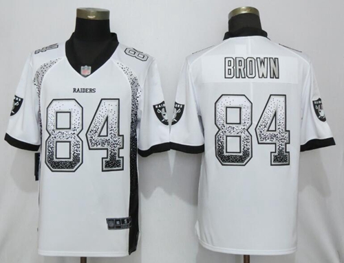 Raiders #84 Antonio Brown White Men's Stitched Football Limited Rush Drift Fashion Jersey