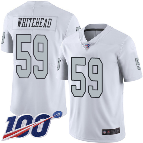 Raiders #59 Tahir Whitehead White Men's Stitched Football Limited Rush 100th Season Jersey