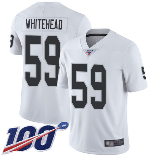 Raiders #59 Tahir Whitehead White Men's Stitched Football 100th Season Vapor Limited Jersey