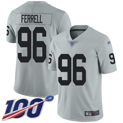 Raiders #96 Clelin Ferrell Silver Men's Stitched Football Limited Inverted Legend 100th Season Jersey