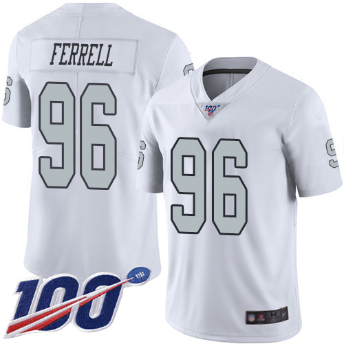 Raiders #96 Clelin Ferrell White Men's Stitched Football Limited Rush 100th Season Jersey