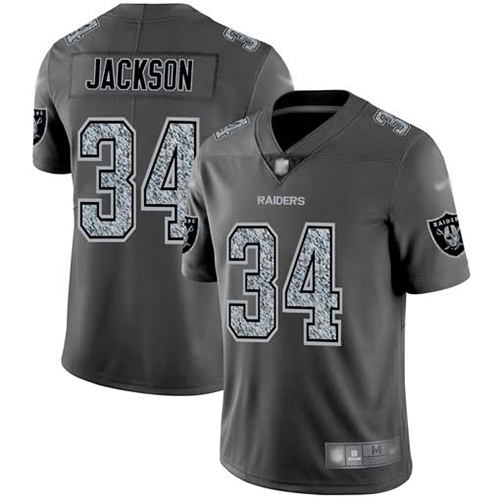 Raiders #34 Bo Jackson Gray Static Men's Stitched Football Vapor Untouchable Limited Jersey