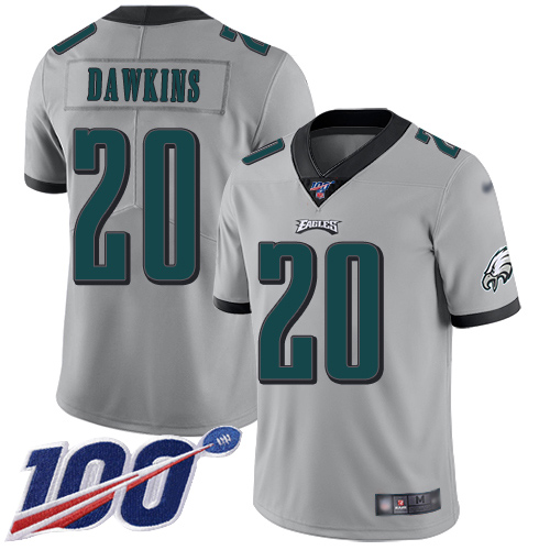 Eagles #20 Brian Dawkins Silver Men's Stitched Football Limited Inverted Legend 100th Season Jersey