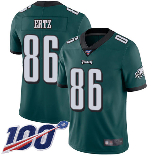Eagles #86 Zach Ertz Midnight Green Team Color Men's Stitched Football 100th Season Vapor Limited Jersey
