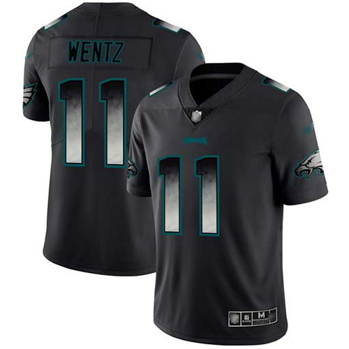 Eagles #11 Carson Wentz Black Men's Stitched Football Vapor Untouchable Limited Smoke Fashion Jersey Eagles #11 Carson Wentz Black Men's Stitched Football Vapor Untouchable Limited Smoke Fashion Jersey