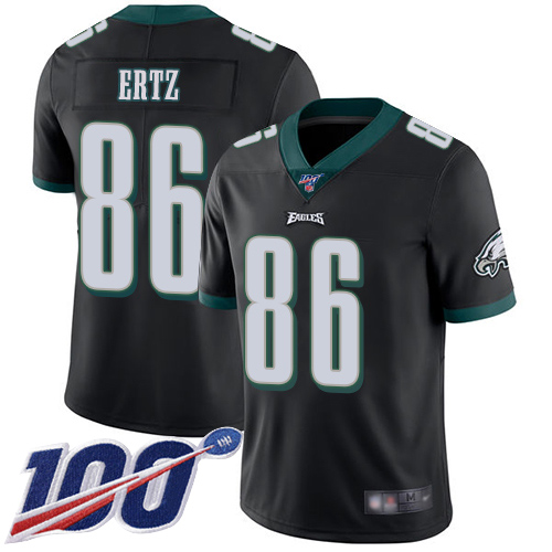 Eagles #86 Zach Ertz Black Alternate Men's Stitched Football 100th Season Vapor Limited Jersey