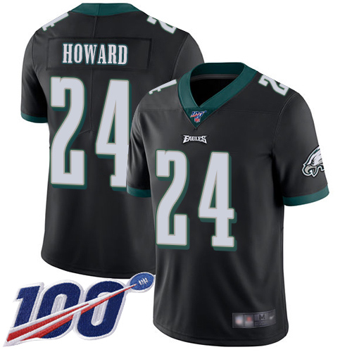 Eagles #24 Jordan Howard Black Alternate Men's Stitched Football 100th Season Vapor Limited Jersey