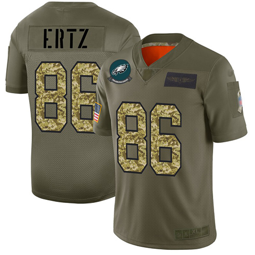 Eagles #86 Zach Ertz Olive/Camo Men's Stitched Football Limited 2019 Salute To Service Jersey