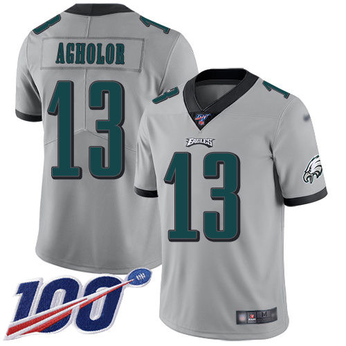 Eagles #13 Nelson Agholor Silver Men's Stitched Football Limited Inverted Legend 100th Season Jersey