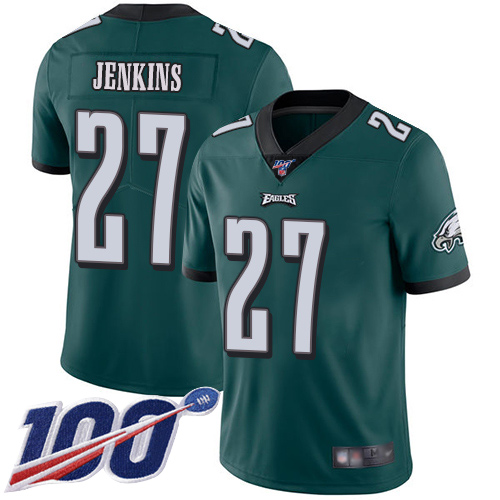 Eagles #27 Malcolm Jenkins Midnight Green Team Color Men's Stitched Football 100th Season Vapor Limited Jersey